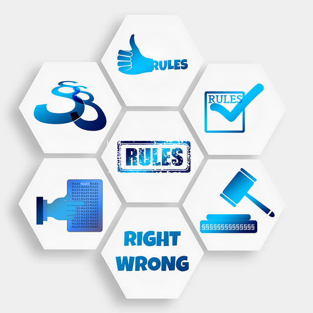 a white hexagons with blue symbols