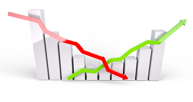A bar graph showing investment trends, with a red line showing what not to invest in and a green line highlighting profitable opportunities.