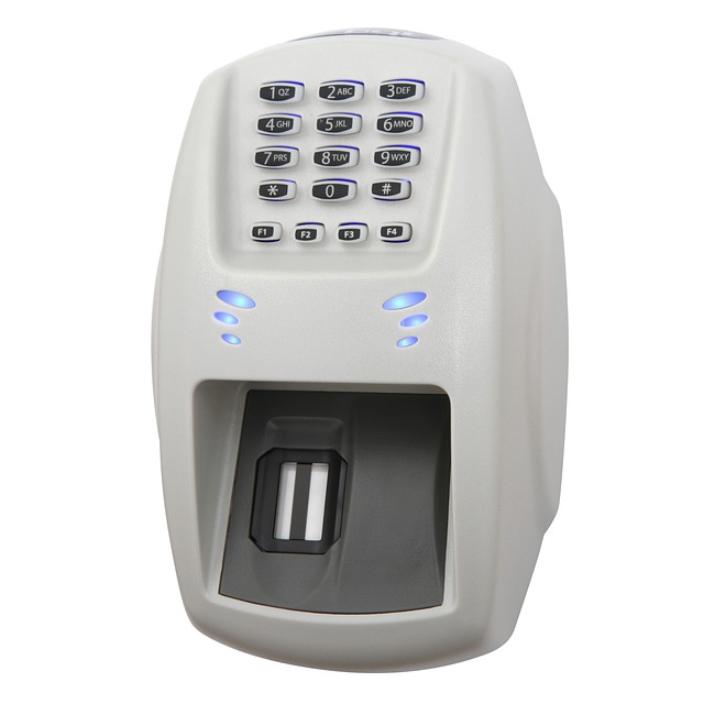 Biometric security device with keypad and fingerprint scanner, representing advanced authentication methods aligned with a strong privacy policy.